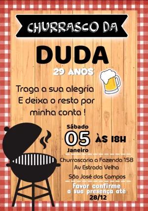 Convite de Aniversário Churrasco Rústico para Editar Online