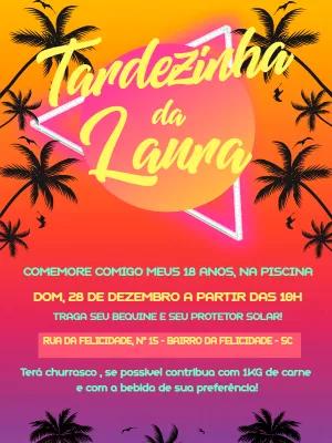 Convite Aniversário Tardezinha Tropical para Editar Online