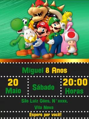 Convite de Aniversário Super Mario e Amigos para Editar Online