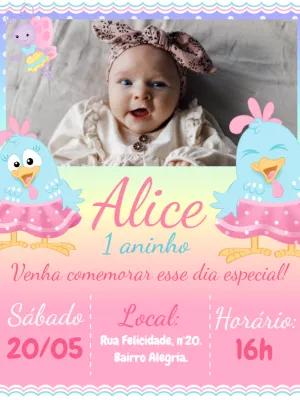 Convite Aniversário Galinha Pintadinha Candy com Foto para Editar