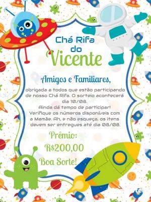 Lembrete Chá Rifa Astronauta Editável Online