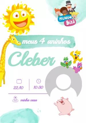Convite de Aniversário Mundo Bita com Foto para Editar Online