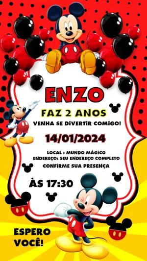 Convite de Aniversário Mickey Mouse para Editar Online