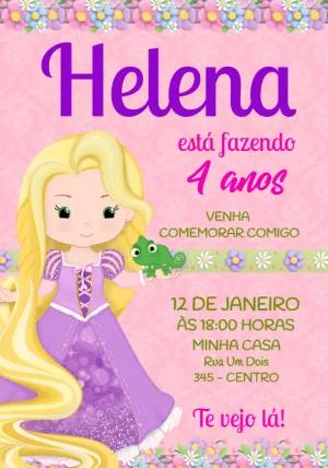 Convite de Aniversário Rapunzel para Editar Online