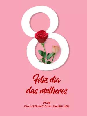 Post Dia da Mulher com Rosas para Editar Online