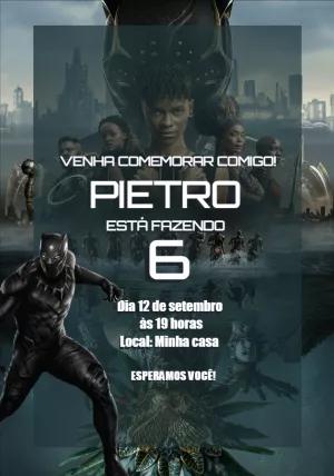 Convite de Aniversário Pantera Negra Wakanda Forever Editável