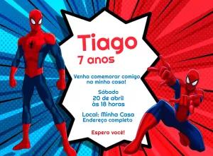 Convite de Aniversário Homem Aranha para Editar Online