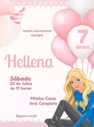 Convite de Aniversário da Barbie para Editar e Imprimir