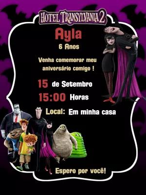 Convite Aniversário Hotel Transilvânia 2 com Personagens para Editar