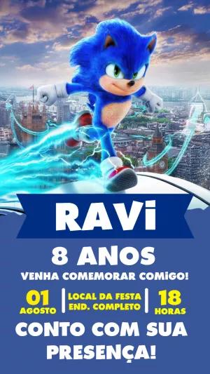 Convite de Aniversário Sonic Editável Online para Imprimir