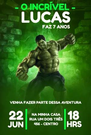 Convite Aniversário do Incrível Hulk para Editar Online