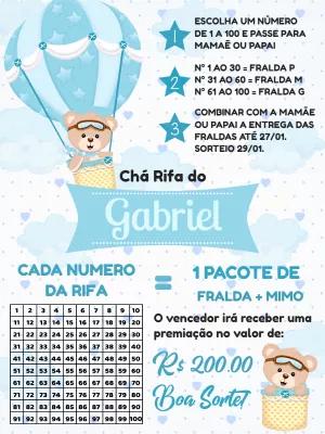 Chá Rifa Ursinho Baloeiro para Editar Online