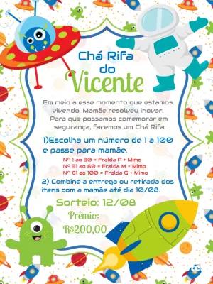 Convite Chá Rifa Astronauta Espacial para Editar Online