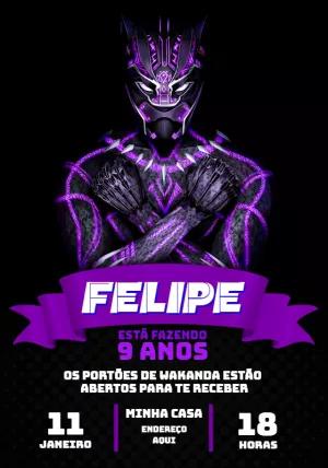 Convite Aniversário Pantera Negra Wakanda para Editar Online