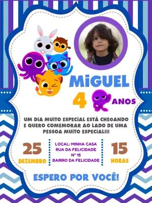 Convite Aniversário Bolofofos com Foto para Editar Online