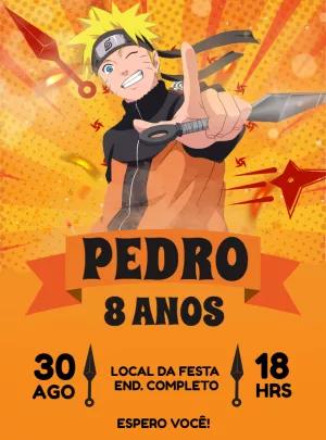 Convite de Aniversário Naruto para Editar e Imprimir Online