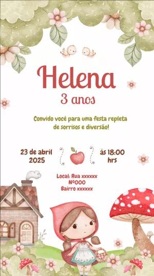 Convite Aniversário Chapéuzinho Vermelho para Editar Online