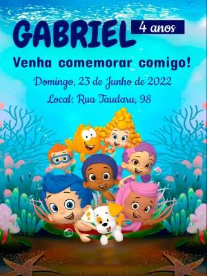 Convite Aniversário Bubble Guppies para Editar Online