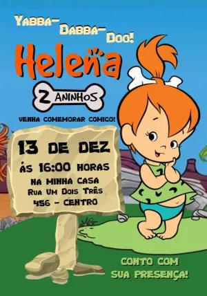 Convite Aniversário Pedrita Flintstones para Editar Online