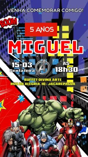 Convite Aniversário Vingadores para Editar Online
