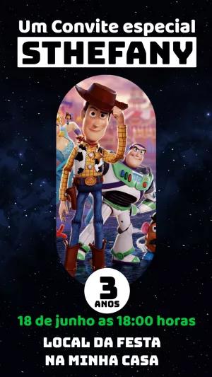 Convite Aniversário Toy Story com Personagens para Editar Online