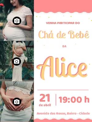 Convite Chá de Bebê com Fotos para Editar Online