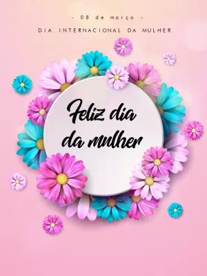 Arte Dia da Mulher com Flores Coloridas para Editar Online
