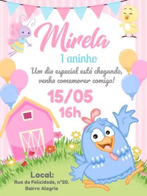 Convite Aniversário Galinha Pintadinha Rosa para Editar Online
