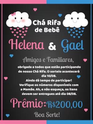 Convite Chá Rifa de Gêmeos Menino e Menina para Editar