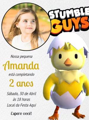 Convite Aniversário Stumble Guys com Foto para Editar Online