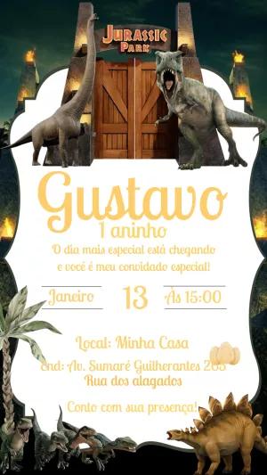 Convite de Aniversário Jurassic Park com Dinossauros para Editar