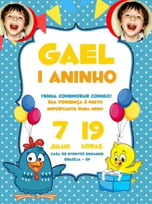 Convite Aniversário Galinha Pintadinha com Foto para Editar
