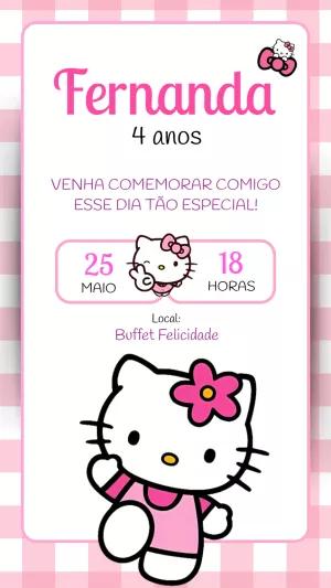 Convite de Aniversário Hello Kitty para Editar Online