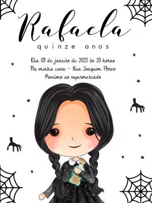 Convite de Aniversário Wandinha Addams para Editar Online