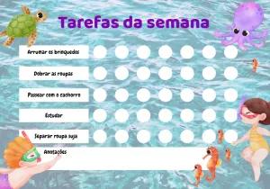 Quadro de Tarefas Fundo do Mar Editável Online