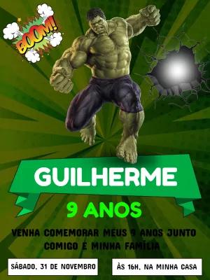 Convite de Aniversário do Incrível Hulk para Editar Online