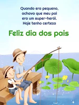 Cartão Dia dos Pais Pai e Filho Pescando para Editar Online