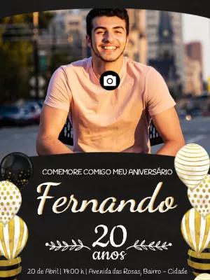 Convite de Aniversário Masculino com Foto para Editar Online