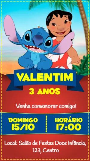 Convite de Aniversário Lilo & Stitch para Editar Online