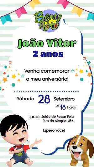 Convite Aniversário Bento e Totó para Editar Online
