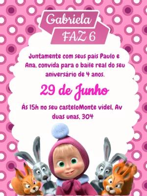 Convite Aniversário Masha e o Urso para Editar Online