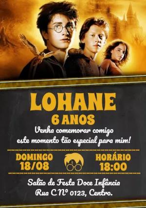 Convite Aniversário Harry Potter com Personagens para Editar
