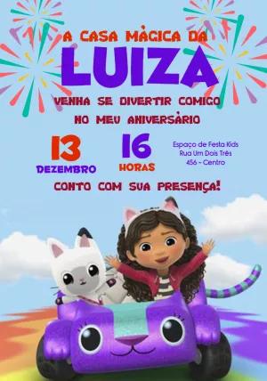 Convite Aniversário Casa Mágica da Gabby para Editar Online