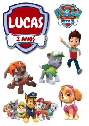 Topo de Bolo Patrulha Canina com Personagens para Editar