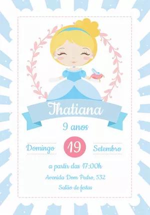 Convite Aniversário Princesa Cinderela para Editar Online