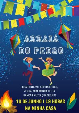 Convite Festa Junina com Casal Dançando Quadrilha para Editar