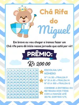 Chá Rifa Ursinho Príncipe Azul para Editar Online