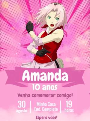 Convite de Aniversário Sakura para Editar Online
