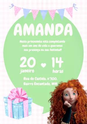 Convite de Aniversário Valente com Merida para Editar Online