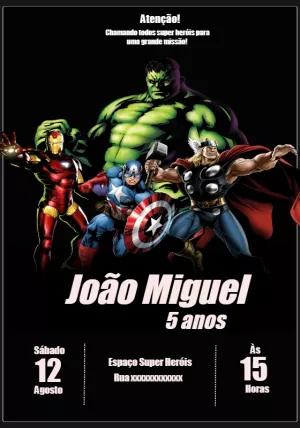 Convite de Aniversário Vingadores para Editar Online